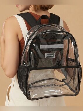 Clear Black Accent Backpack - Transparent Women’s or Men’s Backpack